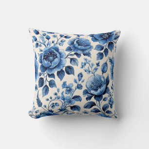 Vintage Blue Blommigt Elegance Kudde