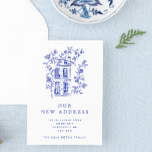 Vintage Blue Blommigt House Flytta