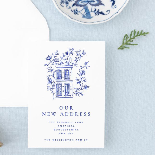Vintage Blue Blommigt House Flytta Meddelande (Skapare uppladdad)
