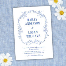 Vintage Blue Blommigt Ram Elegant bröllop