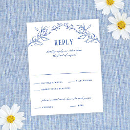 Vintage Blue Blommigt Ram Elegant bröllop svar