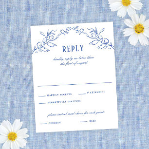 Vintage Blue Blommigt Ram Elegant bröllop svar