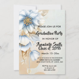 Vintage Blue blommigt Studenten Inbjudningar