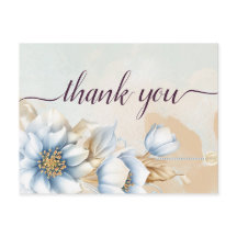 Vintage Blue blommigt Tack för vykortet