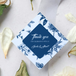 Vintage Blue Blommigt Toile Tack Gåvor Etiketter
