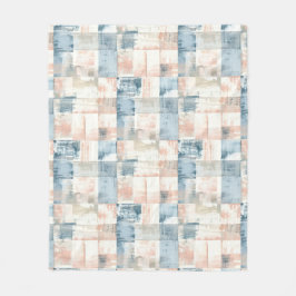 Vintage Blue & Blush Painterly Fleece Blanket