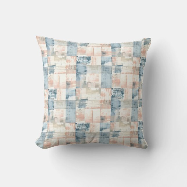 Vintage Blue & Blush Painterly Throw Pillow Kudde (Framsida)
