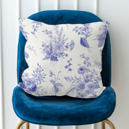 Vintage Blue Botanical Fall Kudde