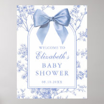 Vintage Blue Bow Baby Shower Welcome Sign
