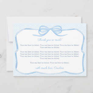 Vintage Blue Bow Boy Baby Shower Party Tack Kort