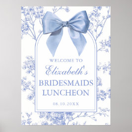 Vintage Blue Bow Bridesmaids Luncheon Welcome Sign Poster