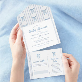 Vintage Blue Bow Elegant Boy Shower