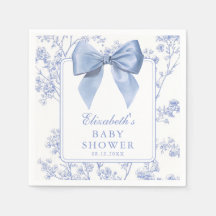 Vintage Blue Bow Floral Baby Shower