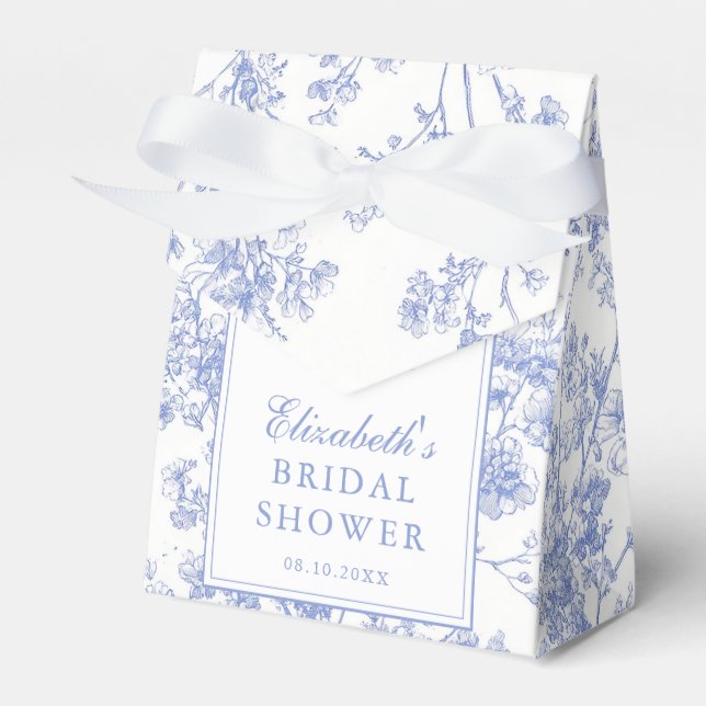 Vintage Blue Bow Floral Bridal Shower Presentaskar (Framsidan Sidan)