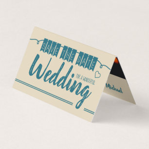 Vintage Blue Bunting, fotospara datumkort Visitkort