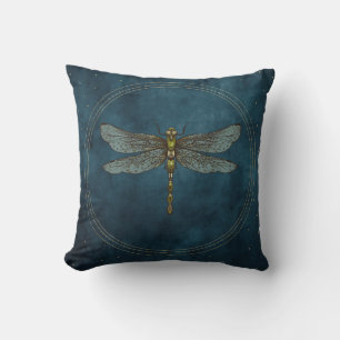 Vintage Blue Celestial Mystical Dragonfly Kudde