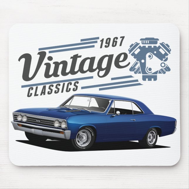 Vintage Blue Chevelle Musmatta (Framsidan)