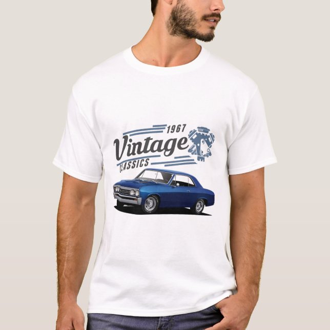 Vintage Blue Chevelle T Shirt (Framsida)