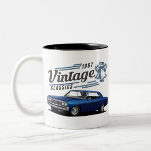 Vintage Blue Chevelle Två-Tonad Mugg