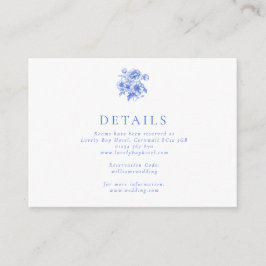 Vintage Blue Chinoiserie Blommigt Bröllop Tilläggskort