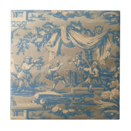 Vintage Blue Chinoiserie Kakelplatta