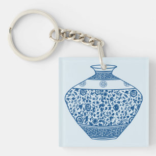 Vintage Blue Chinoiserie Vas Ginger Burk