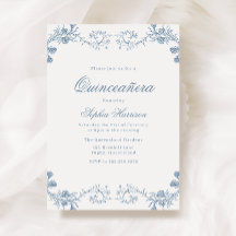 Vintage Blue Classic Elegant Quinceanera