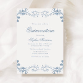 Vintage Blue Classic Elegant Quinceanera Inbjudningar