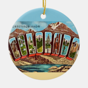 Vintage Blue Colorado vycard Julgransprydnad Keramik