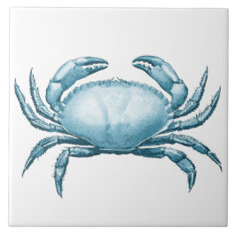 Vintage Blue Crab Nautical Wildlife and Seafood Kakelplatta