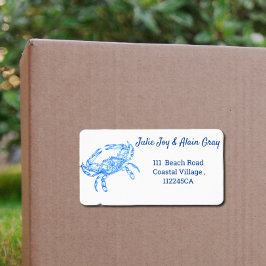 Vintage blue crab - personlig adressetikett