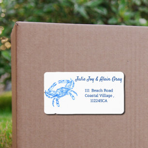 Vintage blue crab - personlig adressetikett