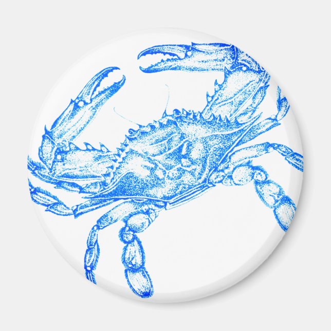 Vintage  blue  crab - round magnet (Framsidan)