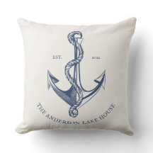 Vintage Blue Cream Nautical Anchor Mönster