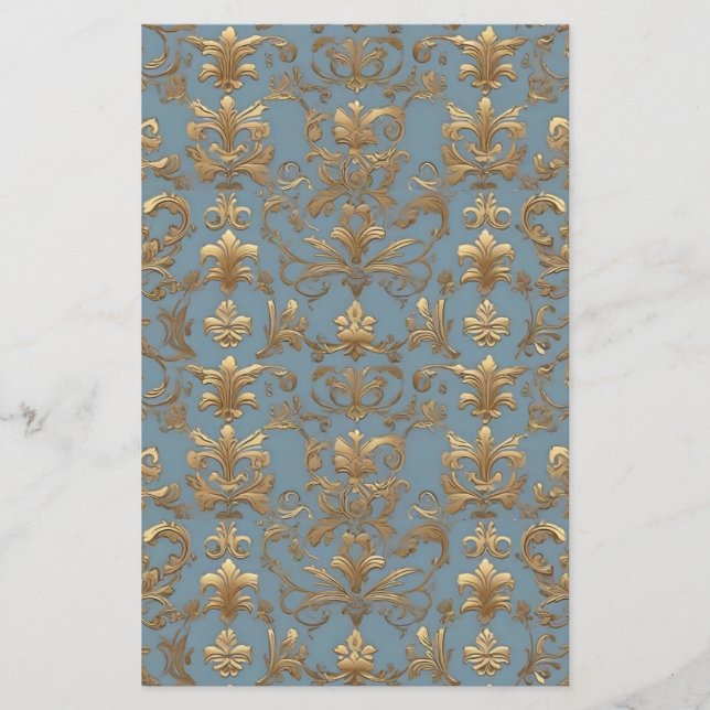 Vintage Blue Damask Paris Chic (Framsida)
