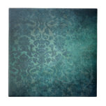 Vintage Blue Damask Tile Kakelplatta<br><div class="desc">Riktigt lagrad och skuggad,  tryckt dammkonstruktion i djupt blått.</div>