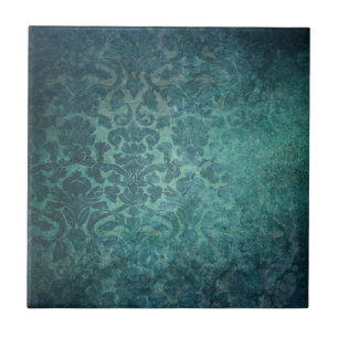 Vintage Blue Damask Tile Kakelplatta