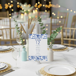 Vintage Blue DelSoftware blommigt bord sittdiagram Inbjudningar