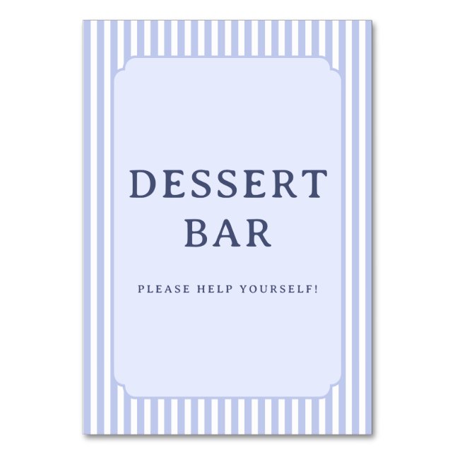 Vintage Blue Dessert Bar Sign Bordsnummer (Framsidan)