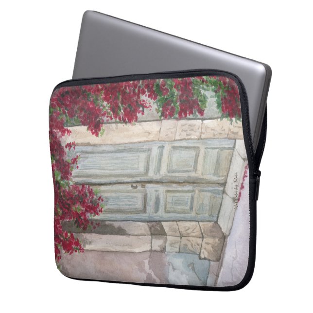 Vintage Blue Door  Laptop Fodral (Framsidan Vänster)