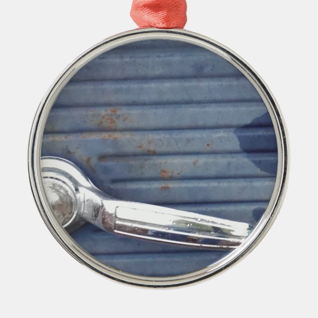 Vintage Blue Door, Silver Handle Julgransprydnad Metall (Framsidan)