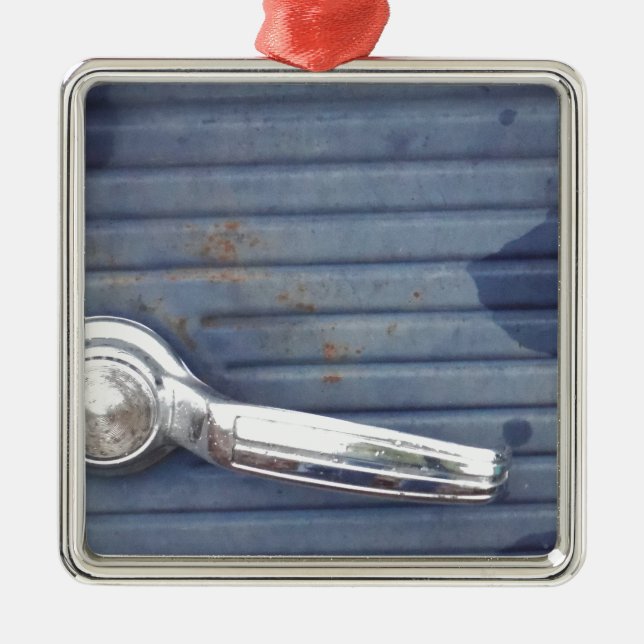 Vintage Blue Door, Silver Handle Julgransprydnad Metall (Framsidan)