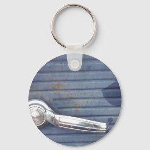 Vintage Blue Door, Silver Handle Nyckelring
