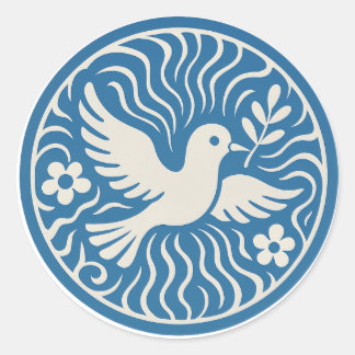 Vintage Blue Dove of Peace Sticker Runt Klistermärke