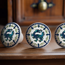 Vintage Blue Dragon William de Morgan Knopp