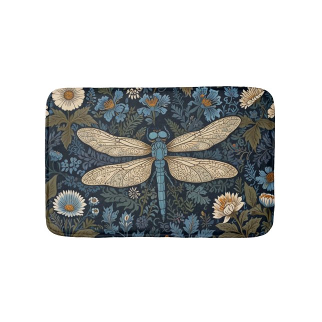 Vintage blue Dragonfly Badrumsmatta (Framsidan)