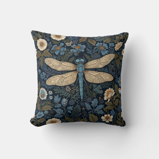 Vintage blue Dragonfly Kudde (Framsida)