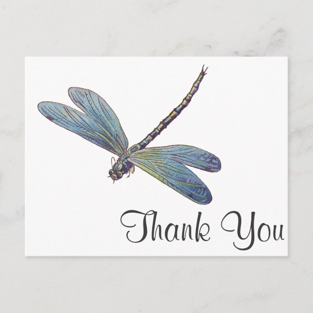 Vintage Blue Dragonfly Vykort (Framsida)