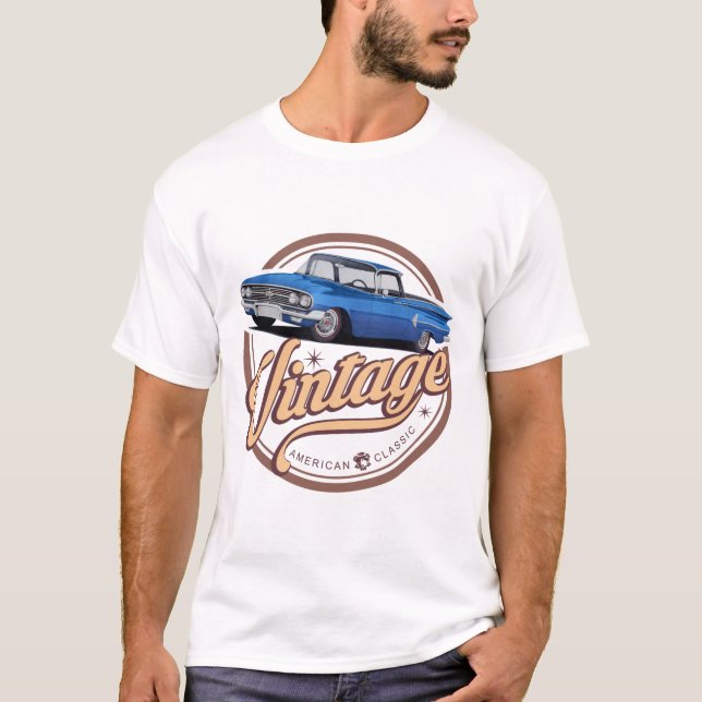 Vintage Blue El Camino T Shirt (Framsida)