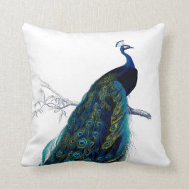 Vintage Blue Elegant Colorful Peacock Kudde